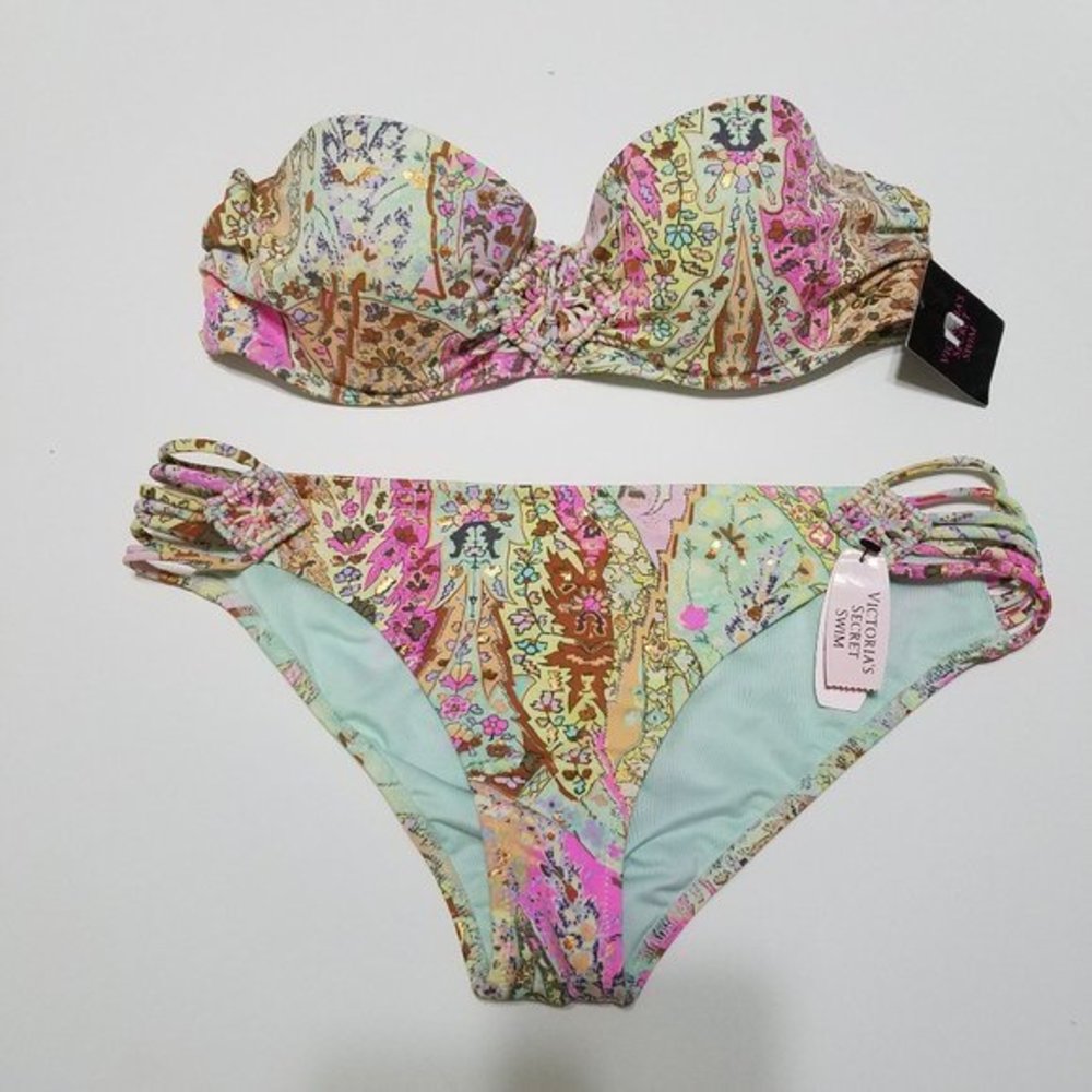 NWT Victoria's Secret Swim Strapless Bikini Top And Bottom